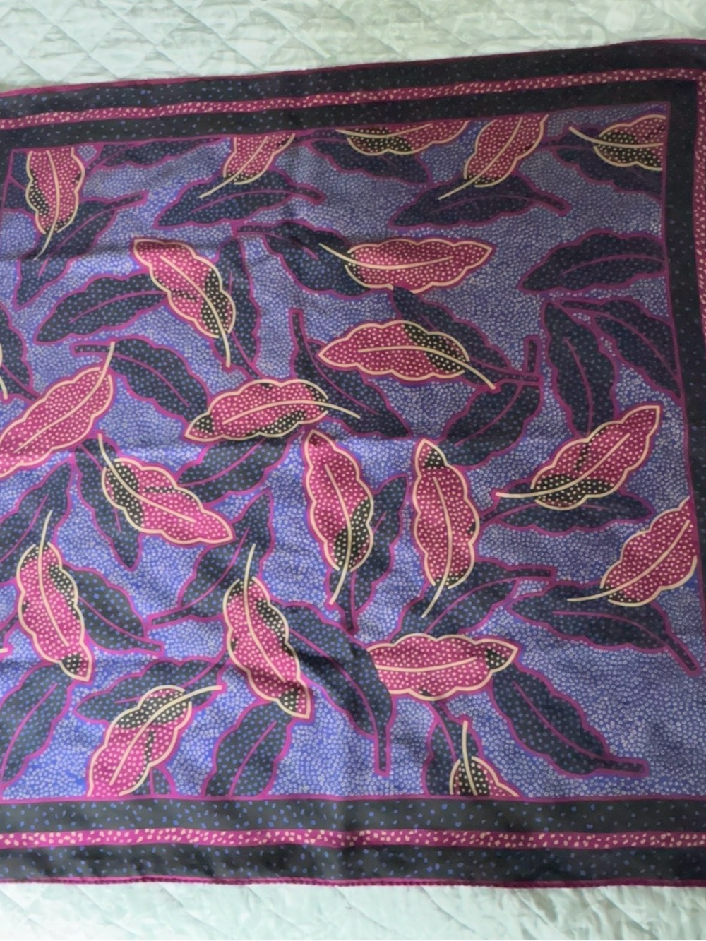 Vintage Purple and Magenta Patterned Silk Scarf - Picture 5 of 5